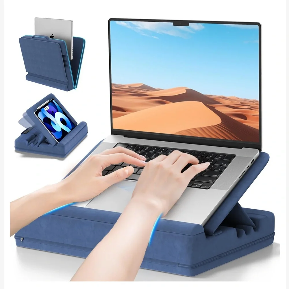 ‘Couch Bed Car’ TABLET Desk Cushion Carrying Case (Fits up to 15” Tablet)-BLUE